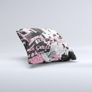 Pink & Black Abstract Fashion Poster ink-Fuzed Decorative Throw Pillow