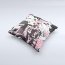 Pink & Black Abstract Fashion Poster ink-Fuzed Decorative Throw Pillow