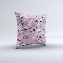 Pink & Black Love Skulls Pattern V3 ink-Fuzed Decorative Throw Pillow