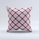 Pink & Black Plaid Ink-Fuzed Decorative Throw Pillow