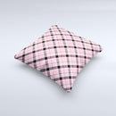 Pink & Black Plaid Ink-Fuzed Decorative Throw Pillow