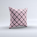 Pink & Black Plaid Ink-Fuzed Decorative Throw Pillow