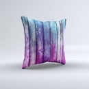 Pink & Blue Dyed Wood Ink-Fuzed Decorative Throw Pillow