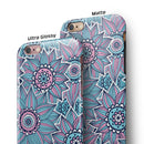 Pink & Blue Flowered Pattern iPhone 6/6s or 6/6s Plus 2-Piece Hybrid INK-Fuzed Case