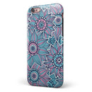 Pink & Blue Flowered Pattern iPhone 6/6s or 6/6s Plus 2-Piece Hybrid INK-Fuzed Case