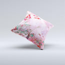 Pink Bright Watercolor Floral Ink-Fuzed Decorative Throw Pillow
