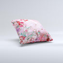 Pink Bright Watercolor Floral Ink-Fuzed Decorative Throw Pillow