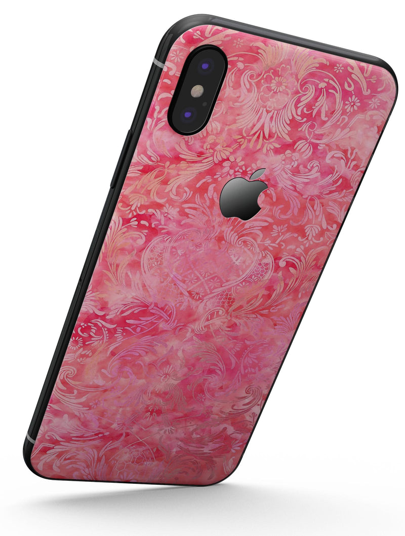 Pink Damask v2 Watercolor Pattern - iPhone X Skin-Kit