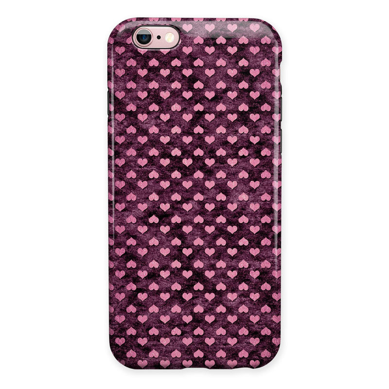 Pink Faded Micro Hearts Over Fuscia  iPhone 6/6s or 6/6s Plus 2-Piece Hybrid INK-Fuzed Case