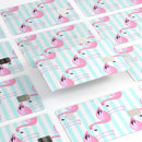 Pink Flamingos Over Blue Stripes - Premium Protective Decal Skin-Kit for the Apple Credit Card