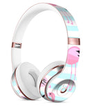 Pink Flamingos Over Blue Stripes Full-Body Skin Kit for the Beats by Dre Solo 3 Wireless Headphones