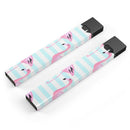 Pink Flamingos Over Blue Stripes - Premium Decal Protective Skin-Wrap Sticker compatible with the Juul Labs vaping device