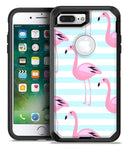 Pink Flaminogos Over Teal Stripes - iPhone 7 Plus/8 Plus OtterBox Case & Skin Kits
