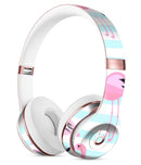 Pink Flaminogos Over Teal Stripes Full-Body Skin Kit for the Beats by Dre Solo 3 Wireless Headphones