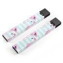 Pink Flaminogos Over Teal Stripes - Premium Decal Protective Skin-Wrap Sticker compatible with the Juul Labs vaping device