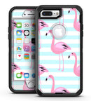 Pink Flaminogos Over Teal Stripes - iPhone 7 Plus/8 Plus OtterBox Case & Skin Kits
