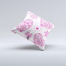 Pink Floral Designed Hearts ink-Fuzed Decorative Throw Pillow