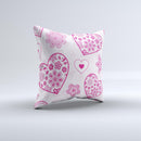 Pink Floral Designed Hearts ink-Fuzed Decorative Throw Pillow
