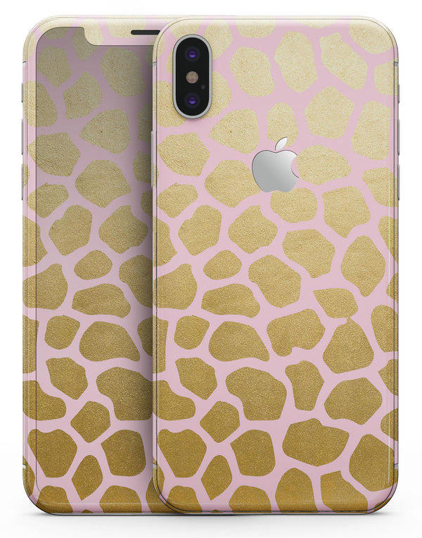 Pink Gold Flaked Animal v1 - iPhone X Skin-Kit