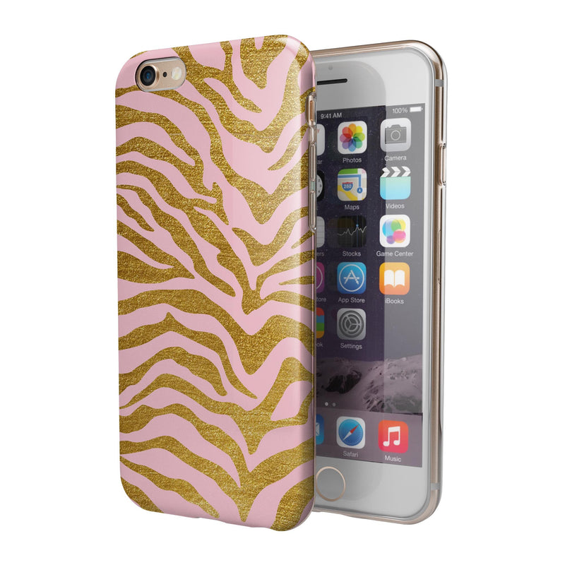 Pink Gold Flaked Animal v4 iPhone 6/6s or 6/6s Plus 2-Piece Hybrid INK-Fuzed Case