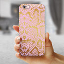 Pink Gold Flaked Animal v6 iPhone 6/6s or 6/6s Plus 2-Piece Hybrid INK-Fuzed Case