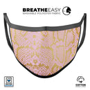 Pink Gold Flaked Animal v6 - Made in USA Mouth Cover Unisex Anti-Dust Cotton Blend Reusable & Washable Face Mask with Adjustable Sizing for Adult or Child