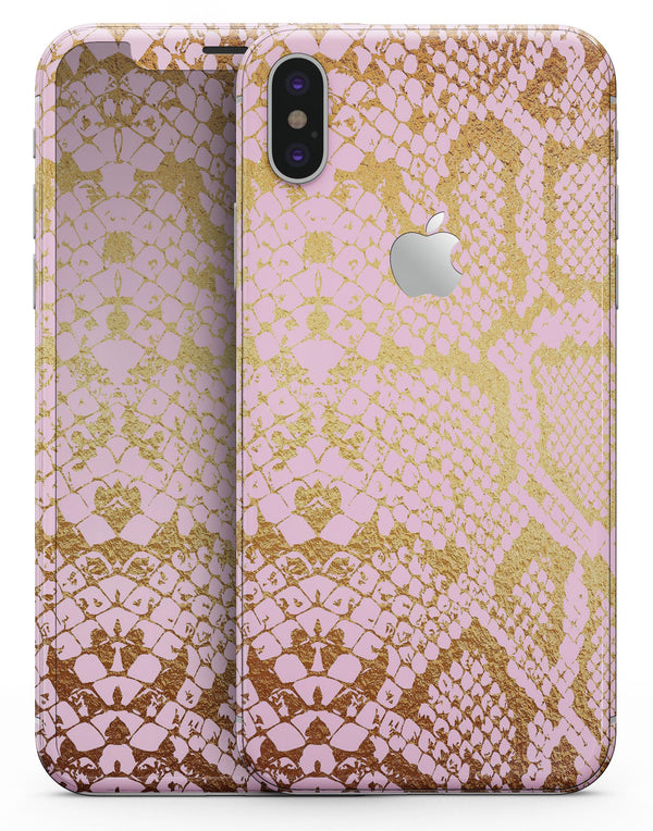 Pink Gold Flaked Animal v6 - iPhone X Skin-Kit