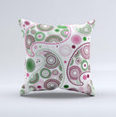 Pink & Green Floral Paisley Ink-Fuzed Decorative Throw Pillow