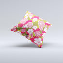 Pink & Green Hawaiian Floral Pattern V4 Ink-Fuzed Decorative Throw Pillow