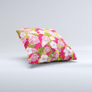 Pink & Green Hawaiian Floral Pattern V4 Ink-Fuzed Decorative Throw Pillow