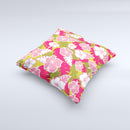 Pink & Green Hawaiian Floral Pattern V4 Ink-Fuzed Decorative Throw Pillow