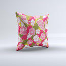 Pink & Green Hawaiian Floral Pattern V4 Ink-Fuzed Decorative Throw Pillow
