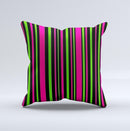 Pink & Green Striped Ink-Fuzed Decorative Throw Pillow