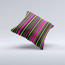 Pink & Green Striped Ink-Fuzed Decorative Throw Pillow