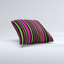 Pink & Green Striped Ink-Fuzed Decorative Throw Pillow