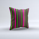 Pink & Green Striped Ink-Fuzed Decorative Throw Pillow