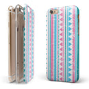 Pink Green Teal Vertical Pattern iPhone 6/6s or 6/6s Plus 2-Piece Hybrid INK-Fuzed Case