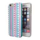 Pink Green Teal Vertical Pattern iPhone 6/6s or 6/6s Plus 2-Piece Hybrid INK-Fuzed Case