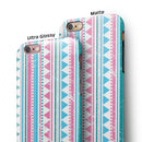 Pink Green Teal Vertical Pattern iPhone 6/6s or 6/6s Plus 2-Piece Hybrid INK-Fuzed Case