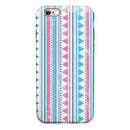 Pink Green Teal Vertical Pattern iPhone 6/6s or 6/6s Plus 2-Piece Hybrid INK-Fuzed Case
