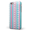 Pink Green Teal Vertical Pattern iPhone 6/6s or 6/6s Plus 2-Piece Hybrid INK-Fuzed Case