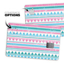 Pink Green Teal Vertical Pattern - Premium Protective Decal Skin-Kit for the Apple Credit Card