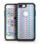 Pink Green Teal Vertical Pattern - iPhone 7 or 7 Plus Commuter Case Skin Kit