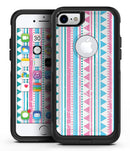 Pink Green Teal Vertical Pattern - iPhone 7 or 7 Plus Commuter Case Skin Kit
