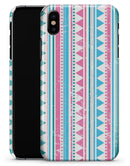 Pink Green Teal Vertical Pattern - iPhone X Clipit Case