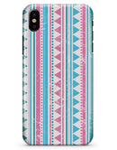 Pink Green Teal Vertical Pattern - iPhone X Clipit Case