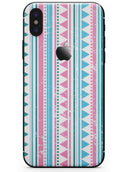 Pink Green Teal Vertical Pattern - iPhone X Skin-Kit