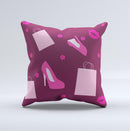 Pink High Heel Shopping Pattern ink-Fuzed Decorative Throw Pillow