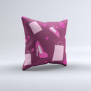 Pink High Heel Shopping Pattern ink-Fuzed Decorative Throw Pillow