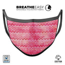 Pink Multi Watercolor Chevron - Made in USA Mouth Cover Unisex Anti-Dust Cotton Blend Reusable & Washable Face Mask with Adjustable Sizing for Adult or Child
